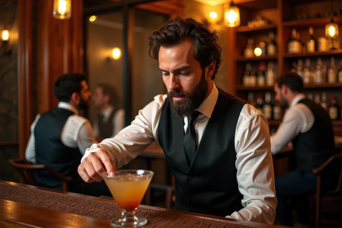 Barman bar secret en Lille préparant un cocktail