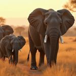 Famille d'éléphants africains dans la savanne en plein jour