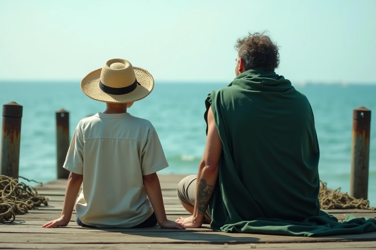 Adolescent et homme regardant l