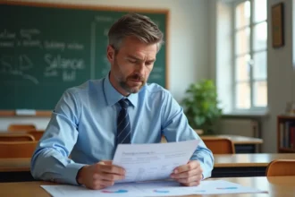 Professeur homme examine un graphique salarial en classe