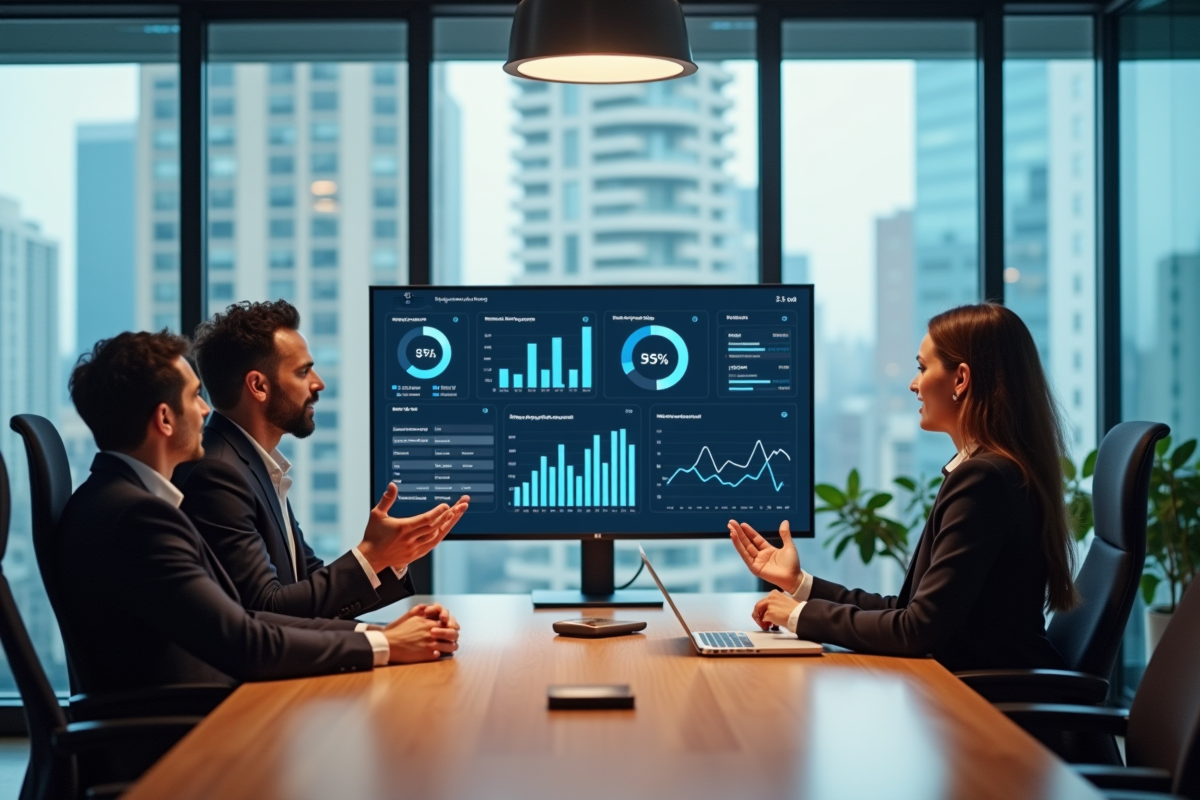 Groupe de professionnels discutant autour d