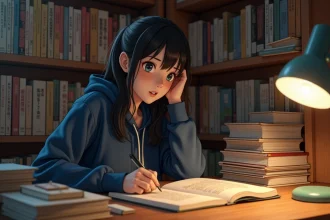 Jeune femme passionnée de manga étudiant attentivement le scan One Piece 1141 entourée de volumes et de notes manuscrites