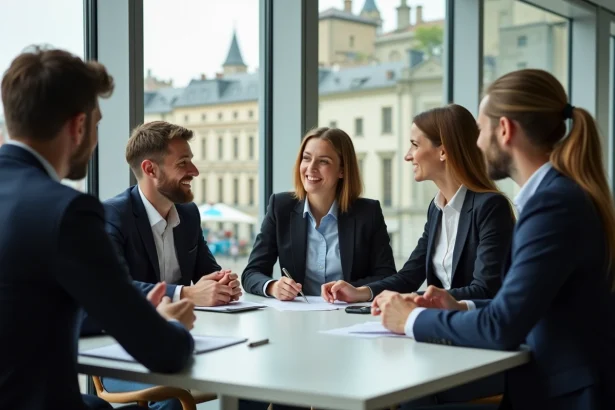 Groupe de professionnels en réunion dans un bureau moderne en NouvelleAquitaine
