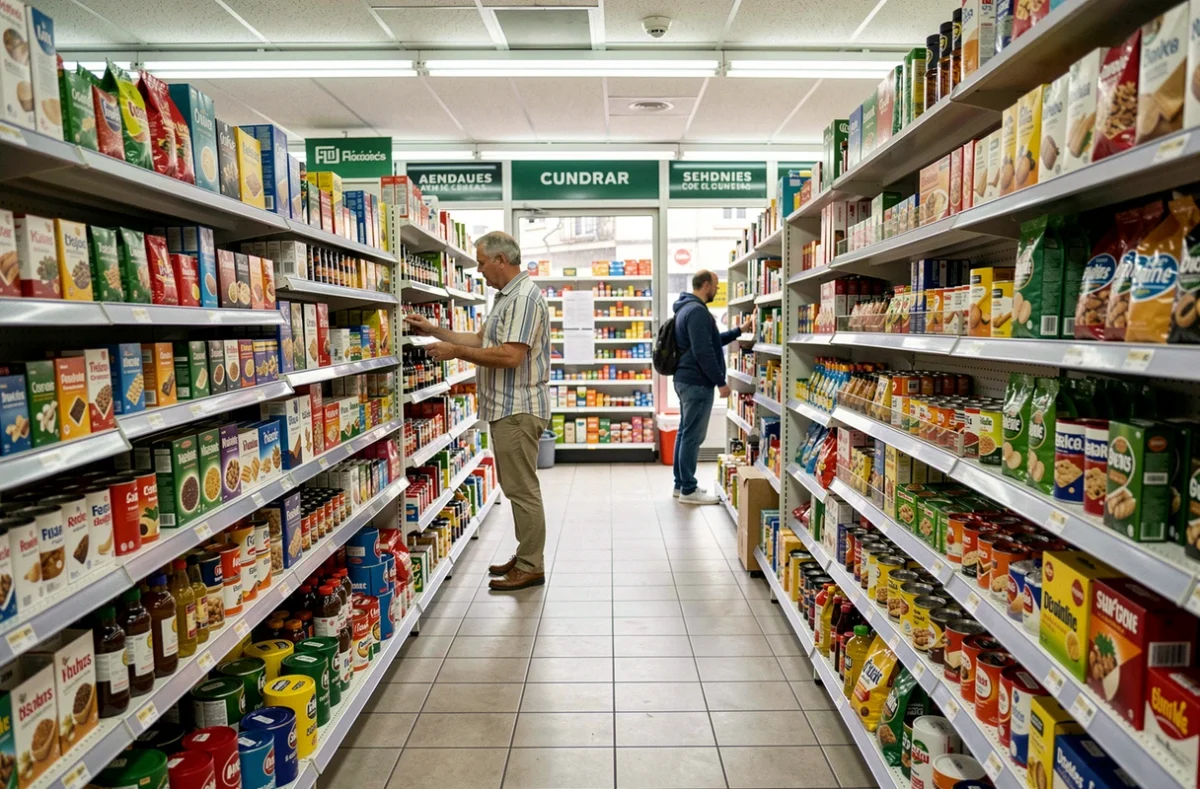 Homme faisant ses achats dans un magasin de proximité ouvert le dimanche à Montpellier